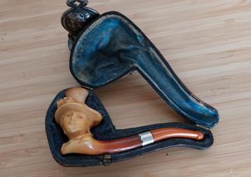 Antieke Meerschaum Pijp Dame in Doos beschikbaar voor biedingen