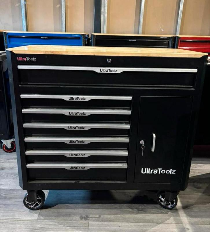 Ultratoolz Houten blad Gereedschapswagen 7/7 Met PowerToolz, Auto diversen, Autogereedschap, Nieuw, Ophalen of Verzenden