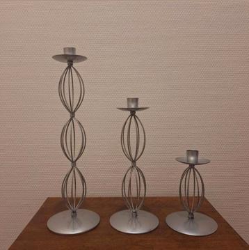 Vintage Ikea Sinnlig kandelaren 3 stuks grijs zilver kleurig beschikbaar voor biedingen