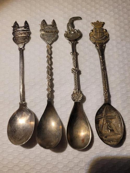 Vintage Zilverkleurige Souvenir Theelepels - Set van 4, Antiek en Kunst, Antiek | Bestek, Ophalen of Verzenden