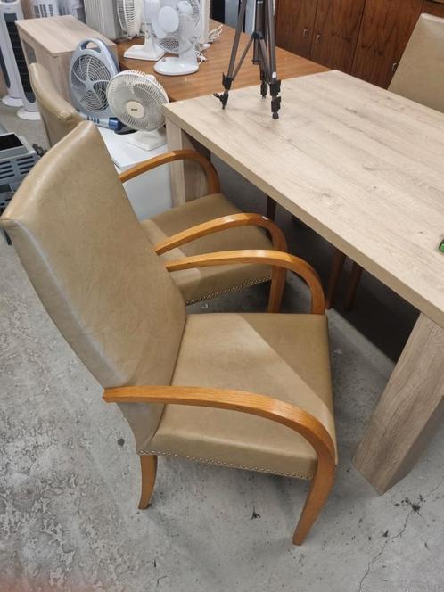 Vintage stoelen set van 4, Huis en Inrichting, Fauteuils, Gebruikt, Hout, Leer, 50 tot 75 cm, Minder dan 75 cm, Ophalen