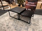 Salontafel set 2-delig Zwart mango direct/Leverbaar E-7281, Huis en Inrichting, Tafels | Salontafels, Ophalen, 50 tot 100 cm, Vierkant