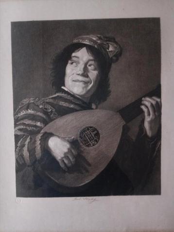 Schilderij gravure/ets Rudolf Stang naar Frans Hals beschikbaar voor biedingen