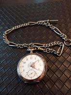 Zilveren zakhorloge met goudenrand, Sieraden, Tassen en Uiterlijk, Horloges | Antiek, Ophalen, Zilver, Overige merken