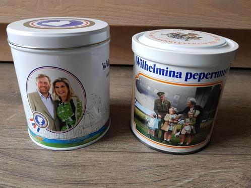 Twee blikken Wilhelmina pepermunt -- Koninklijk huis --, Verzamelen, Koninklijk Huis en Royalty, Gebruikt, Overige typen, Nederland