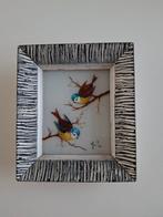 Schilderijtje op glas. Vogeltjes. Oud., Huis en Inrichting, Ophalen of Verzenden, Gebruikt, Schilderij, Minder dan 50 cm