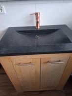 Badkamer meubel met natuurstenen wasbak zwart, Huis en Inrichting, Badkamer | Badkamermeubels, Ophalen, Gebruikt, 50 tot 100 cm