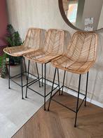 Bloomingville Fay barkrukken - Rotan & Metaal, Ophalen, Gebruikt, Met voetsteun, 60 tot 90 cm