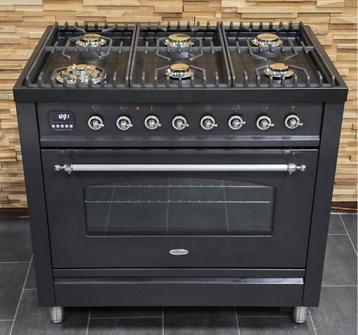 Luxe Fornuis Boretti 90cm antraciet rvs 300 oven 6 pits beschikbaar voor biedingen