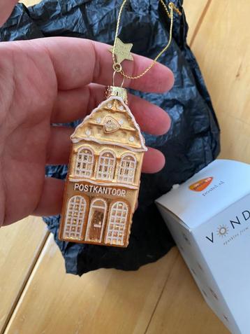 Vondels glazen Kerst hanger gevel huisje in doosje zgan beschikbaar voor biedingen