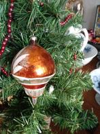 antieke kerstbal nr 131 oranje wit zilver, Gebruikt, Ophalen of Verzenden