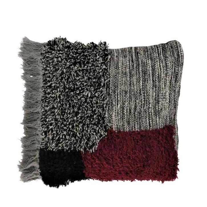 Nieuw: 2 Prachtige kussens bordeaux-rood + grijs+zwart+wit, Huis en Inrichting, Woonaccessoires | Kussens, Nieuw, Rood, Vierkant