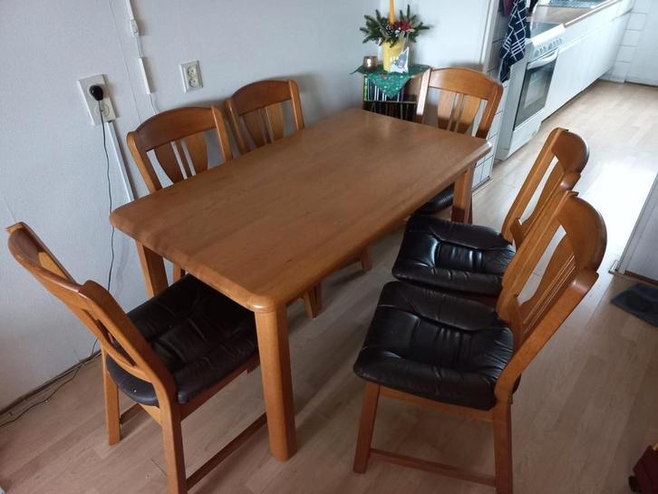 Eetkamertafel blank eiken + 6 stoelen, Huis en Inrichting, Tafels | Eettafels, Ophalen of Verzenden
