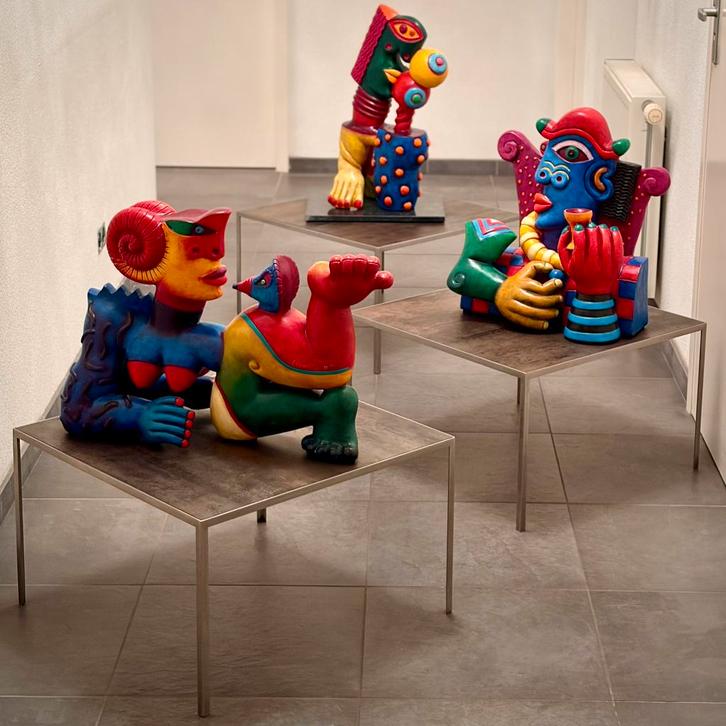 Drie keramische bijzettafels van Metaform., Huis en Inrichting, Tafels | Bijzettafels, Zo goed als nieuw, Vierkant, Minder dan 45 cm