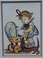 HUMMEL. Originele tekening.  Sign.  30/37 cm., Ophalen
