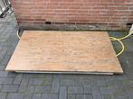 Houten Tafelblad met poten, Huis en Inrichting, Tafels | Eettafels, Gebruikt, 100 tot 150 cm, Eikenhout, Ophalen of Verzenden