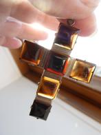 Antieke art deco hanger ca. 1920 Kruis met rookkwarts stenen, Sieraden, Tassen en Uiterlijk, Antieke sieraden, Verzenden, Overige materialen