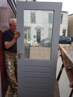 hard houten buiten deur met dubbel glas, Doe-het-zelf en Verbouw, Deuren en Horren, Ophalen of Verzenden, Gebruikt