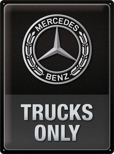 Mercedes Benz trucks only relief reclamebord van metaal deco, Ophalen of Verzenden, Nieuw, Auto's