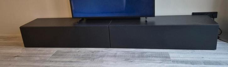Tv meubel zwart laag 2 losse kasten, Huis en Inrichting, Kasten | Televisiemeubels, Gebruikt, Minder dan 100 cm, 200 cm of meer