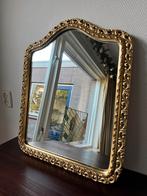 Vintage Gouden Vierkante Boogspiegel met Opengewerkte Rand, Ophalen, Minder dan 50 cm, Vierkant, Zo goed als nieuw