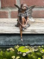 Bronzen Elfje met Groene Patina - 16cm, Ophalen of Verzenden, Zo goed als nieuw, Metaal, Engelenbeeld