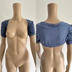Dames bolero vest jas blauw stretch tricot top crop XS S, Ophalen of Verzenden, Zo goed als nieuw, Maat 34 (XS) of kleiner, Blauw