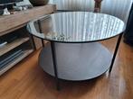 IKEA Salontafel Zwart/Bruin met Glas - Rond, Huis en Inrichting, Tafels | Salontafels, Ophalen, Gebruikt, 50 tot 100 cm, Rond