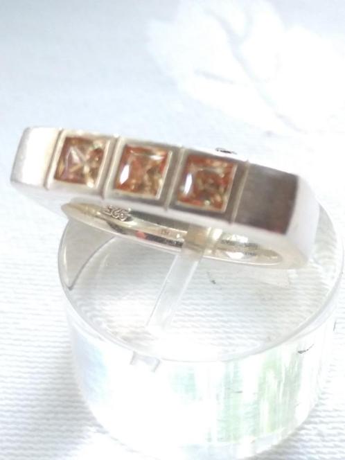 zilveren RING, maat 17 3/4, gematteerd, bezet met 3 Citrien, Sieraden, Tassen en Uiterlijk, Ringen, Zo goed als nieuw, Dame, 17 tot 18