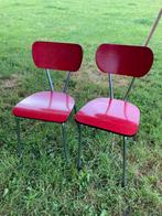 2 nette rode formica vintage retro stoelen, Ophalen, Gebruikt, Twee, Metaal