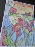 TEKENING getekend door Teun Sepers, Tulpen, Molen. ❤️, Ophalen of Verzenden