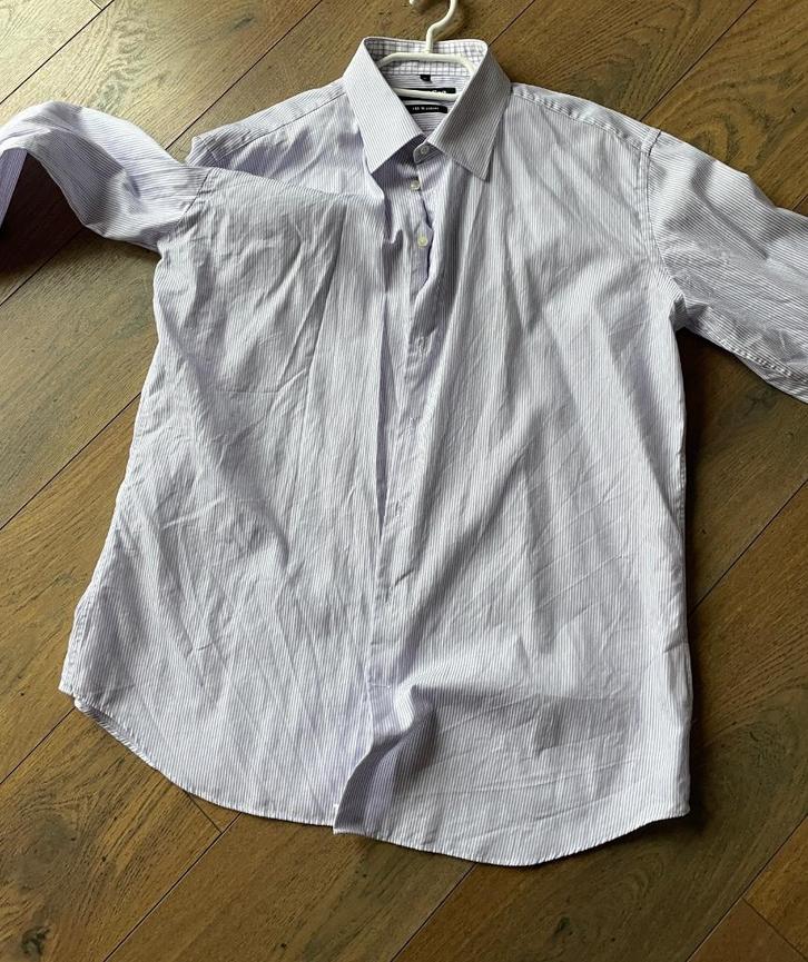Tailor & Son  overhemd paars wit fit 45 Nieuw, Kleding | Heren, Overhemden, Nieuw, Overige halswijdtes, Paars, Ophalen of Verzenden