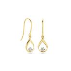 Gouden oorhangers met zirkonia + GRATIS poussettes - 14KRT, Hangers, Nieuw, Ophalen of Verzenden, Goud