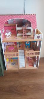 Houten Poppenhuis met Accessoires, Ophalen, Gebruikt, Poppenhuis