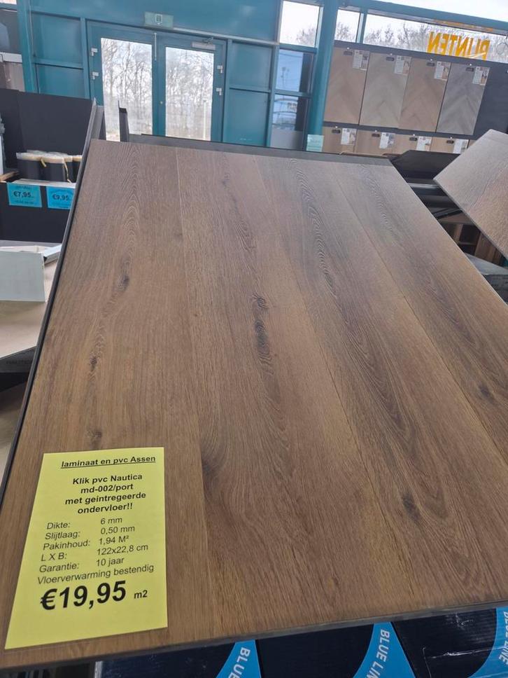 click pvc vloer nautica met geïntegreerde ondervloer!!!!, Huis en Inrichting, Stoffering | Vloerbedekking, Nieuw, Vinyl, Wit, Crème