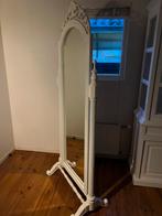 Grote staande passpiegel – wit – sierlijk houtsnijwerk, Huis en Inrichting, Woonaccessoires | Spiegels, Ophalen, Minder dan 50 cm