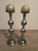 2 zilverkleurige kandelaars, Ophalen of Verzenden, Zilver