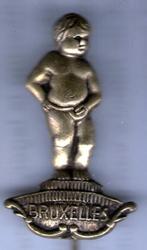 Manneke PIS Bruxelles zilverkleurig speldje ( U_083 ), Verzenden, Zo goed als nieuw, Figuurtje, Speldje of Pin