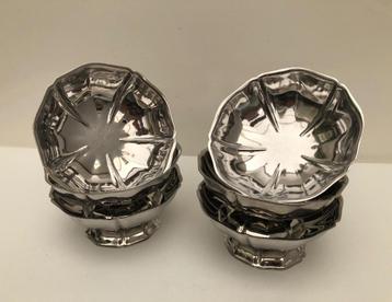 Vintage Franse RVS lage ijscoupes | tulpvorm | set van 6 beschikbaar voor biedingen