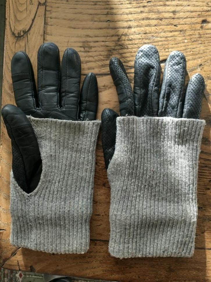 Dure, zwarte, leren handschoenen mt M, Kleding | Dames, Mutsen, Sjaals en Handschoenen, Zo goed als nieuw, Handschoenen, Maat 38/40 (M)