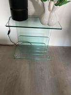 Glazen bijzettafel/ krantenbak, 50 tot 100 cm, Ophalen of Verzenden, Modern, Glas