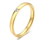 Dames goud verguld trouw 2 mm ring met zirkoon, Sieraden, Tassen en Uiterlijk, Ringen, 18 tot 19, IJzer of Staal, Nieuw, Ophalen of Verzenden