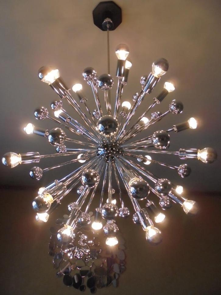 Iconic Gaetano Sciolari "Space Age" XL Sputnik - Boulanger., Huis en Inrichting, Lampen | Kroonluchters, Gebruikt, Kunststof, Metaal