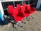 6x design bureaustoel rood gestoffeerd, Ophalen of Verzenden, Zo goed als nieuw, Rood, Bureaustoel