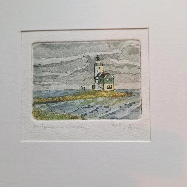 Ets: het "paard" van Marken, Antiek en Kunst, Kunst | Etsen en Gravures, Ophalen of Verzenden