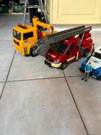 Bruder brandweerwagen oprijwagen en landrover, Ophalen, Gebruikt