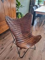 PTMD leren vlinderstoel, vintage, Huis en Inrichting, Stoelen, Ophalen, Gebruikt, Bruin, Vintage