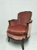 Antieke fauteuil met roze bekleding, Hout, Gebruikt, 75 tot 100 cm, 50 tot 75 cm