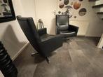 Fauteuils, leer en staal, zwart, Huis en Inrichting, Ophalen, Gebruikt, Modern, 50 tot 75 cm