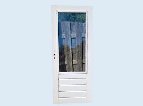 Hard houten buitendeur met dubbelglas ~ VB6501, Doe-het-zelf en Verbouw, Deuren en Horren, Gebruikt, Buitendeur, 200 tot 215 cm
